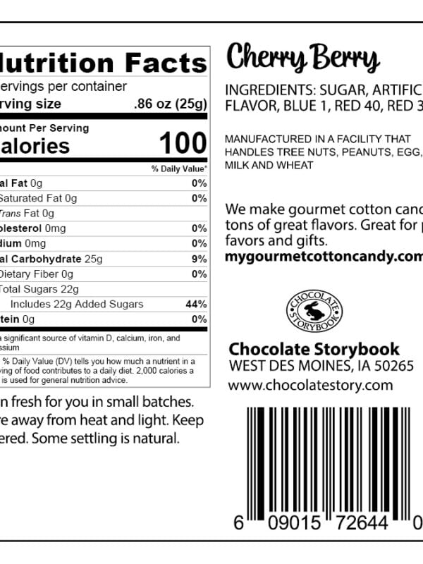 Cherry Berry ingredient label