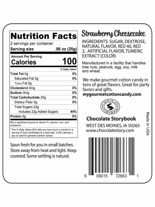 Cheesecake Ingredient label