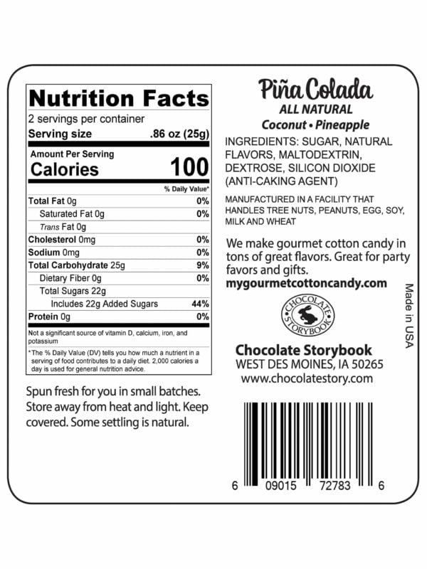 Pina Colada ingredient label