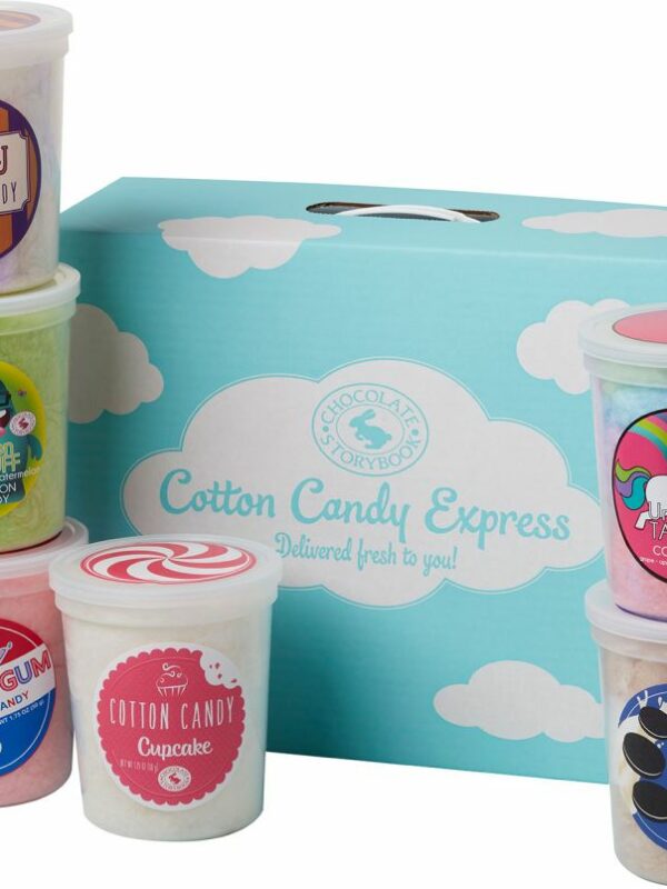 6 tubs of cotton candy flavors. PB & J, Alien Fluff, Bubblegum, Cupcake, Unicorn, Cookies & Cream