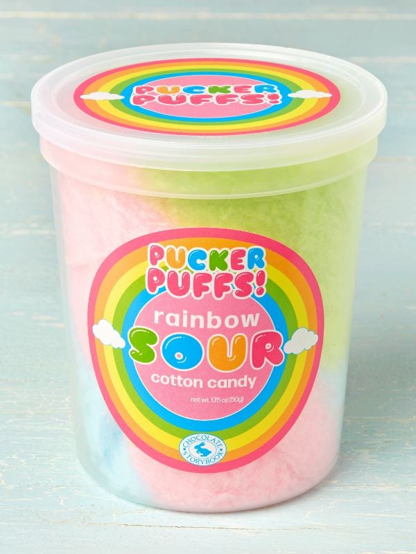 1 tub of Pucker Puffs Rainbow Sour Cotton Candy