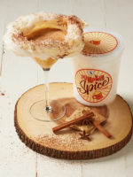 Tub of pumpkin Spice Cotton Candy and pumpkin spice cocktail