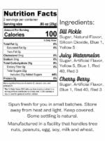 Juicy Bites Cotton Candy Gift Set Ingredients Label