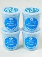 4 tubs of Blue Raspberry Cotton Candy Fun Size