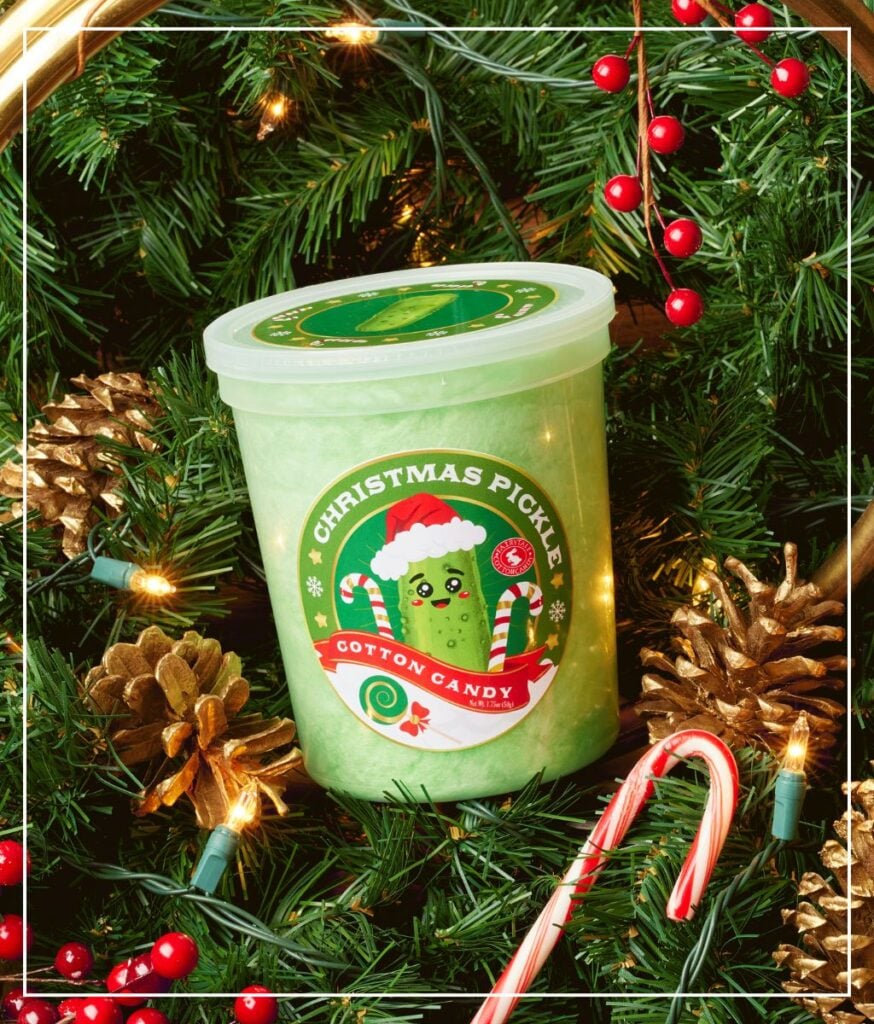 1 tub of christmas pickle cotton candy